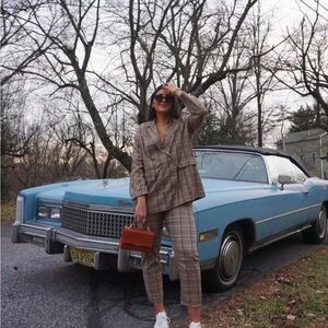 Brown Co Ord Check Oversized suit set